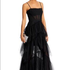 BCBG Corset Tulle Gown, Black, Size 10